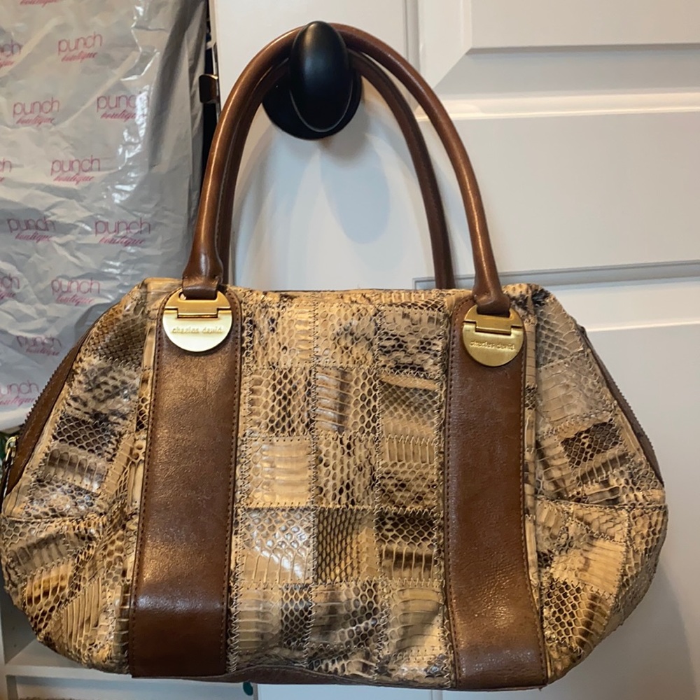 Charles David Snake Skin Bowling Handbag